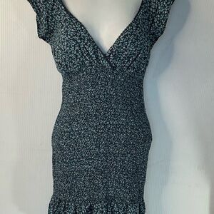 wild fable Dark Teal Floral Smocked Midi Dress